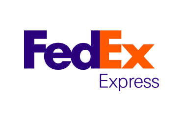 FedEx Express logo with Fed in purple and Ex in orange. The word Express is in purple beneath, featuring an arrow between the E and x, symbolizing their status as logistics industry leaders.